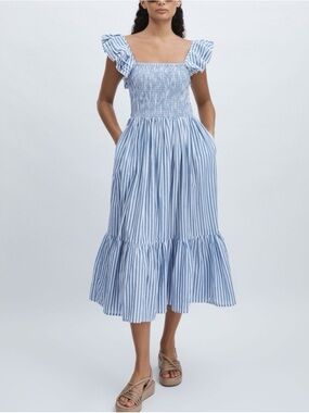 Mille Olympia Linen Midi Dress. Size L Women 
#352